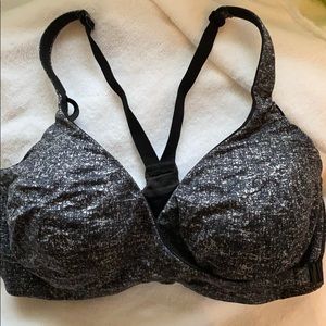 VSX front clasp black/gray sports bra size 36DD